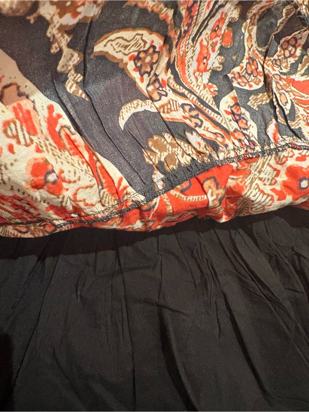 Isabel Marant Etoile Naomi Black and Coral Paisley Tiered Smocked Skirt - Picture 6 of 6